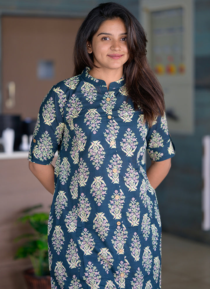 Rama Green Cotton Printed Casual Wear Cord Set