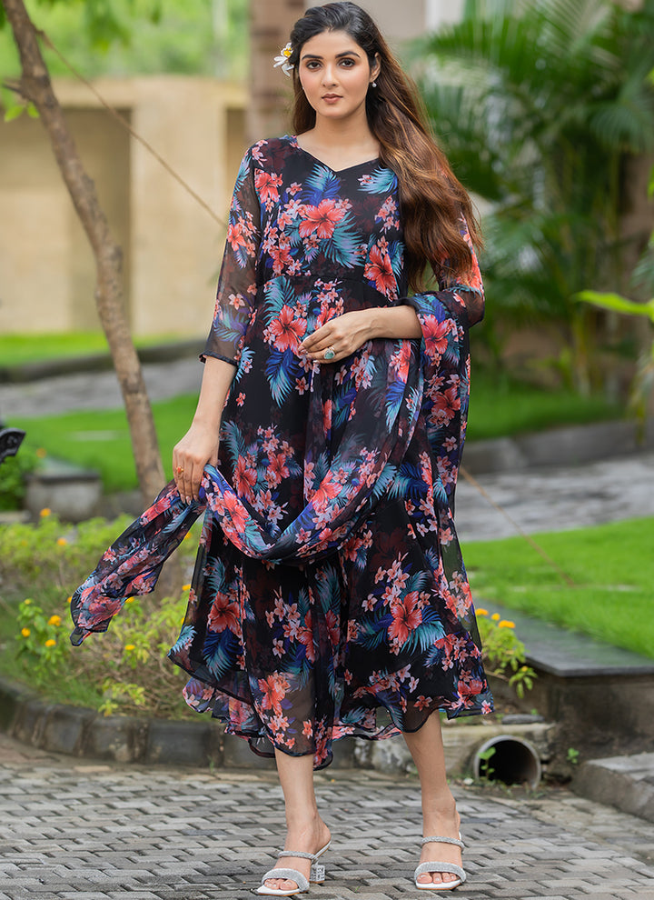 Georgette Printed Party Wear Dress