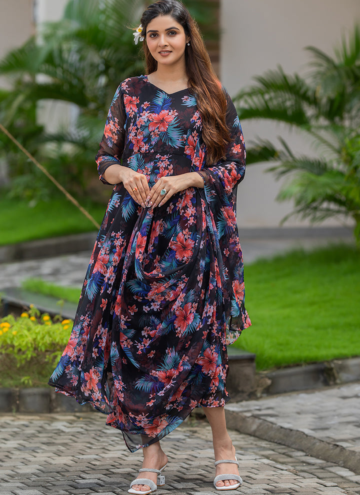 Georgette Printed Party Wear Dress