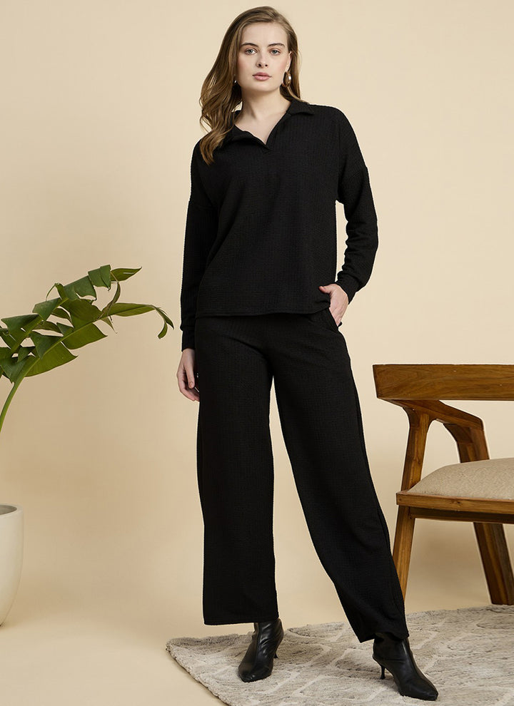 Black Cotton Blend Outwear Co-Ord Set