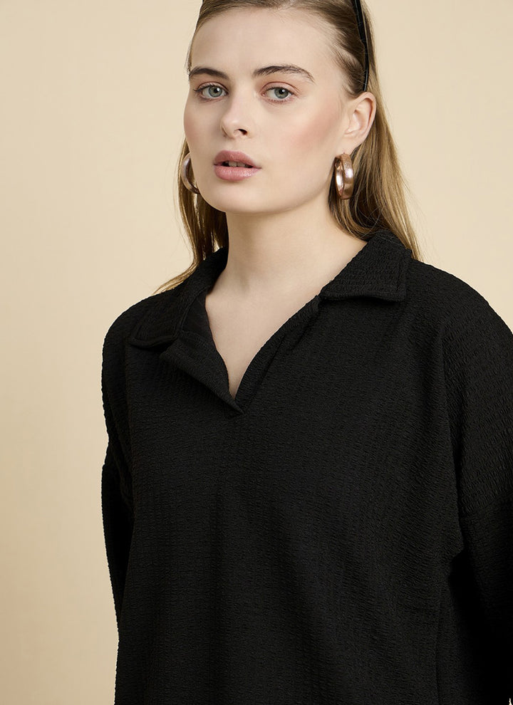 Black Cotton Blend Outwear Co-Ord Set