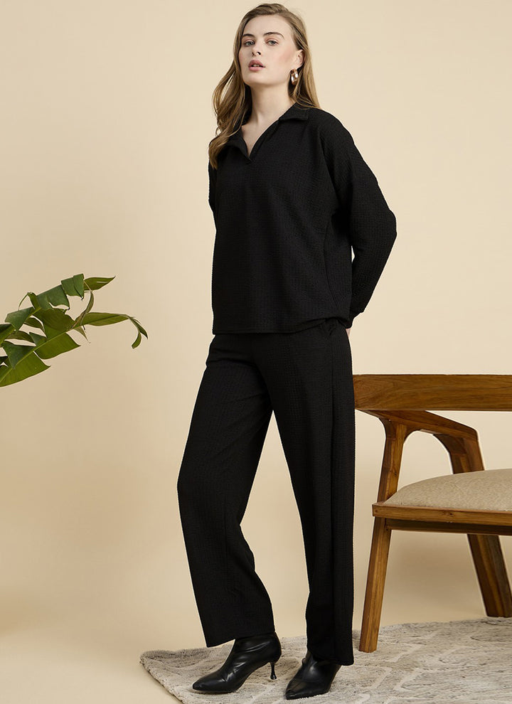 Black Cotton Blend Outwear Co-Ord Set