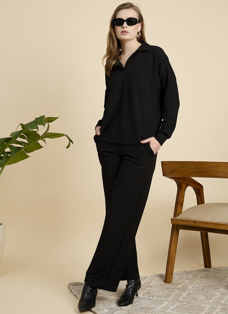 Black Cotton Blend Outwear Co-Ord Set