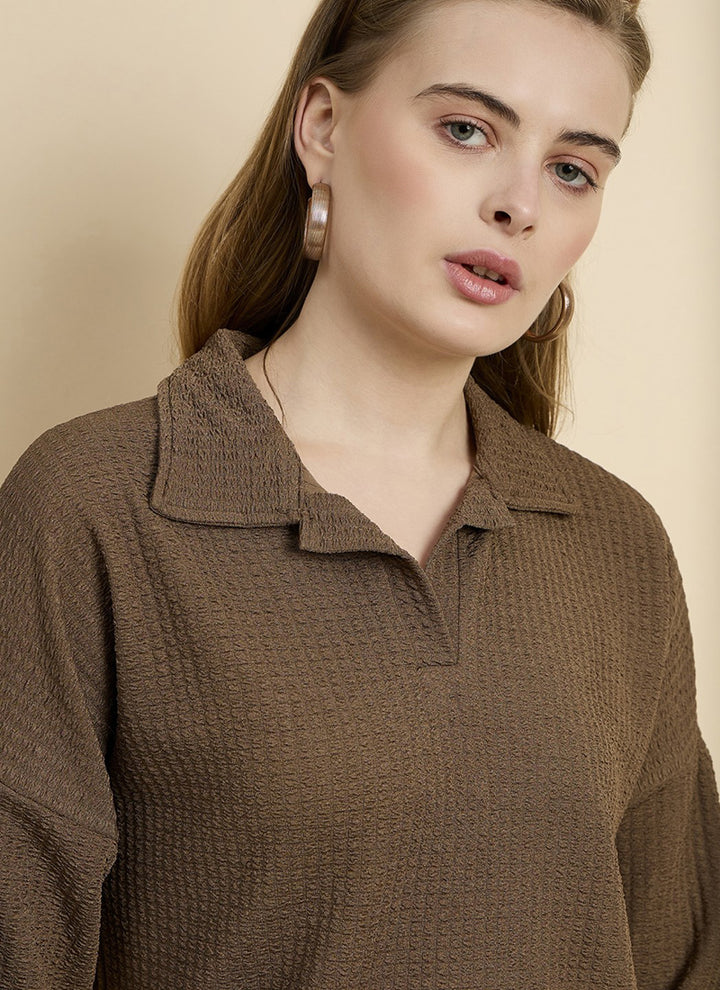 Brown Cotton Blend Outwear Co-Ord Set
