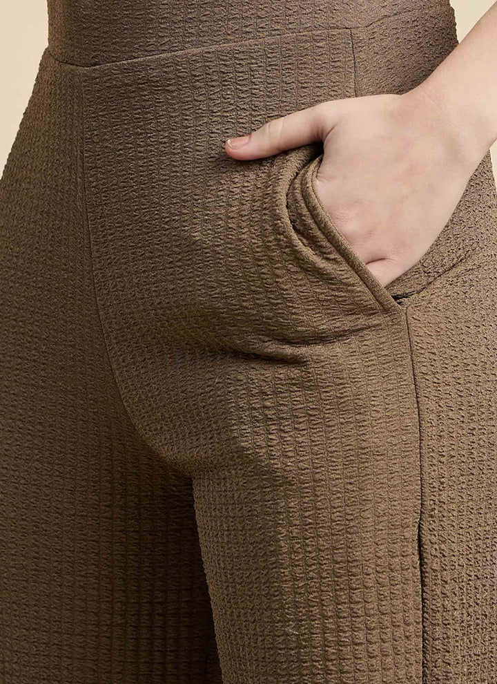 Brown Cotton Blend Outwear Co-Ord Set