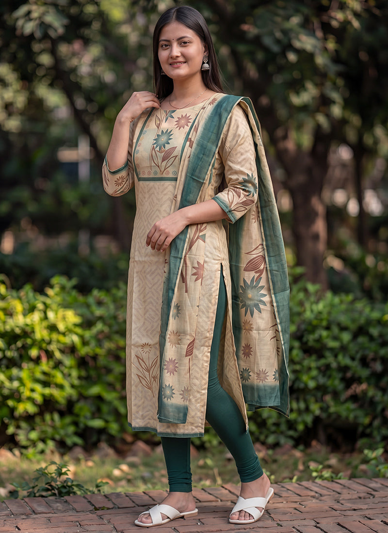 Cream Jamdani Cotton Woven Ceremonial Kurta And Dupatta