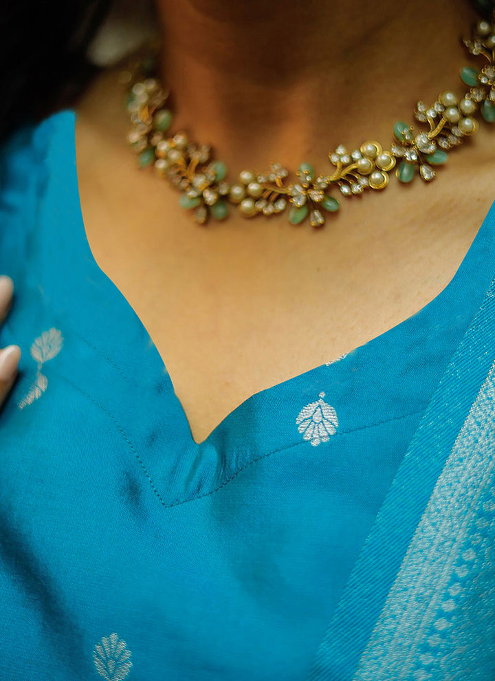 Sky Blue Weaving Jacquard Ceremonial Kurta Set