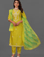 Yellow Cotton Blend Straight Cut Kurta Set