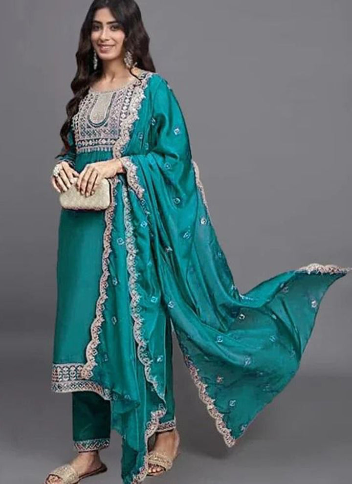 Rama Cotton Blend Embroidered Kurta Set