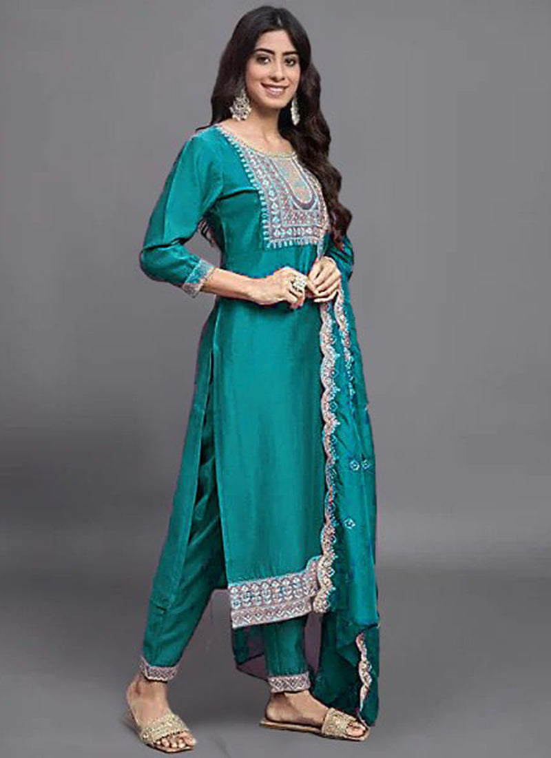 Rama Cotton Blend Embroidered Kurta Set