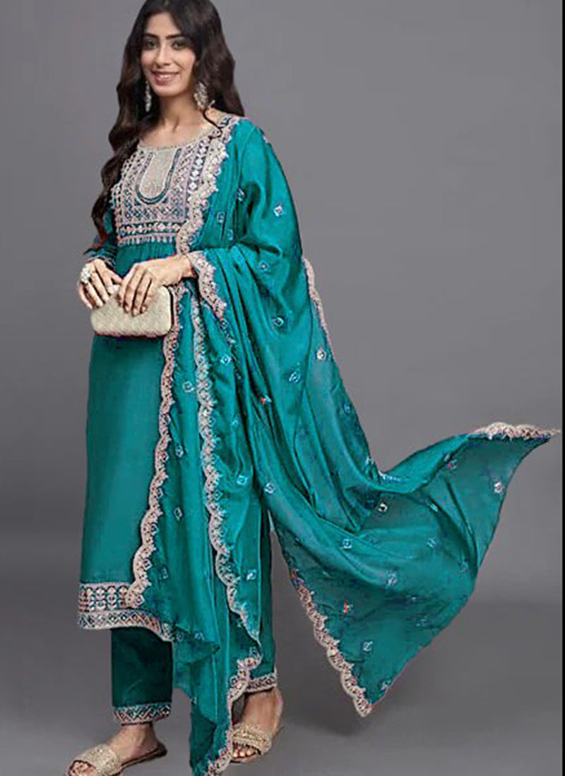 Rama Cotton Blend Embroidered Kurta Set