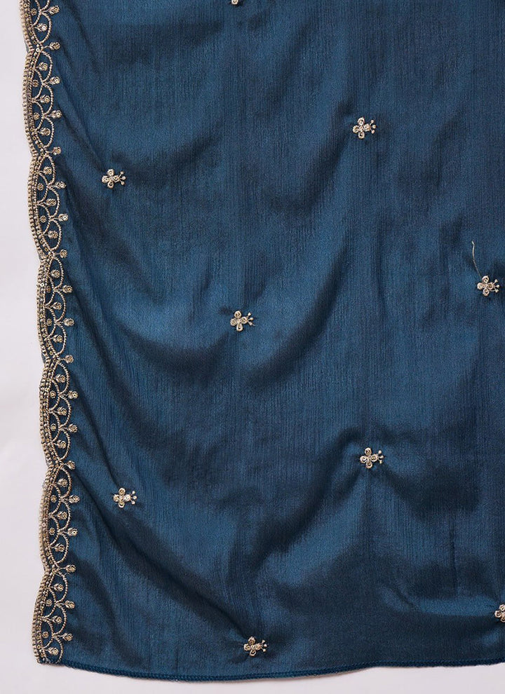 Blue Roman Silk Embroidered Festive Kurta Set