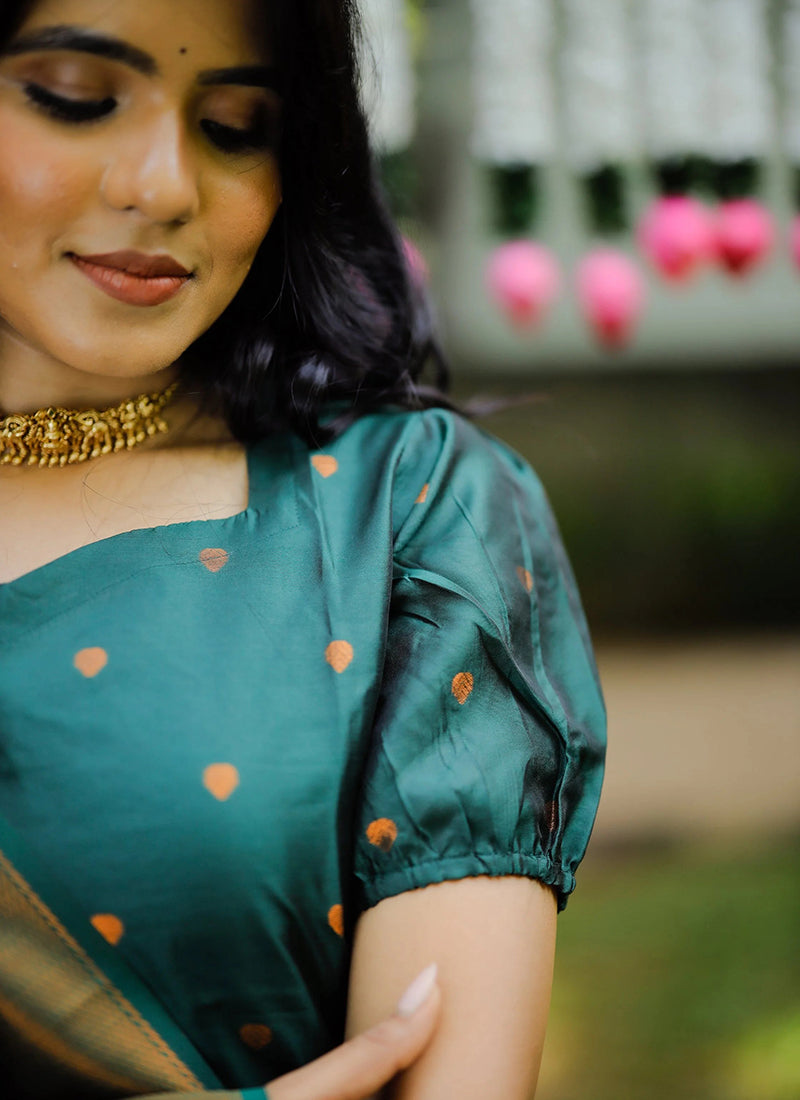 Teal Green Weaving Jacquard Ceremonial Kurta Set