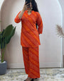 Orange Soft Rayon Cotton Bandhani Printed Cord Set