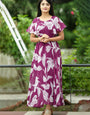 Purple Flower Printed Georgette Party Wear Dress