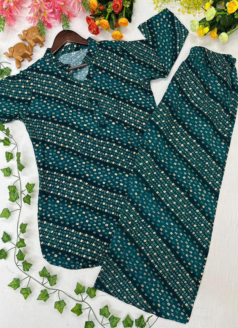 Rama Soft Rayon Cotton Bandhani Printed Cord Set