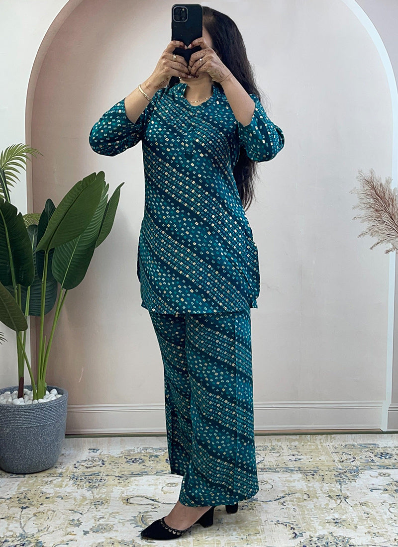 Rama Soft Rayon Cotton Bandhani Printed Cord Set
