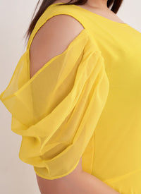 Yellow Georgette A-Line Party Wear Dress