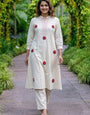 White Thread Embroidered Pure Cotton Cord Set
