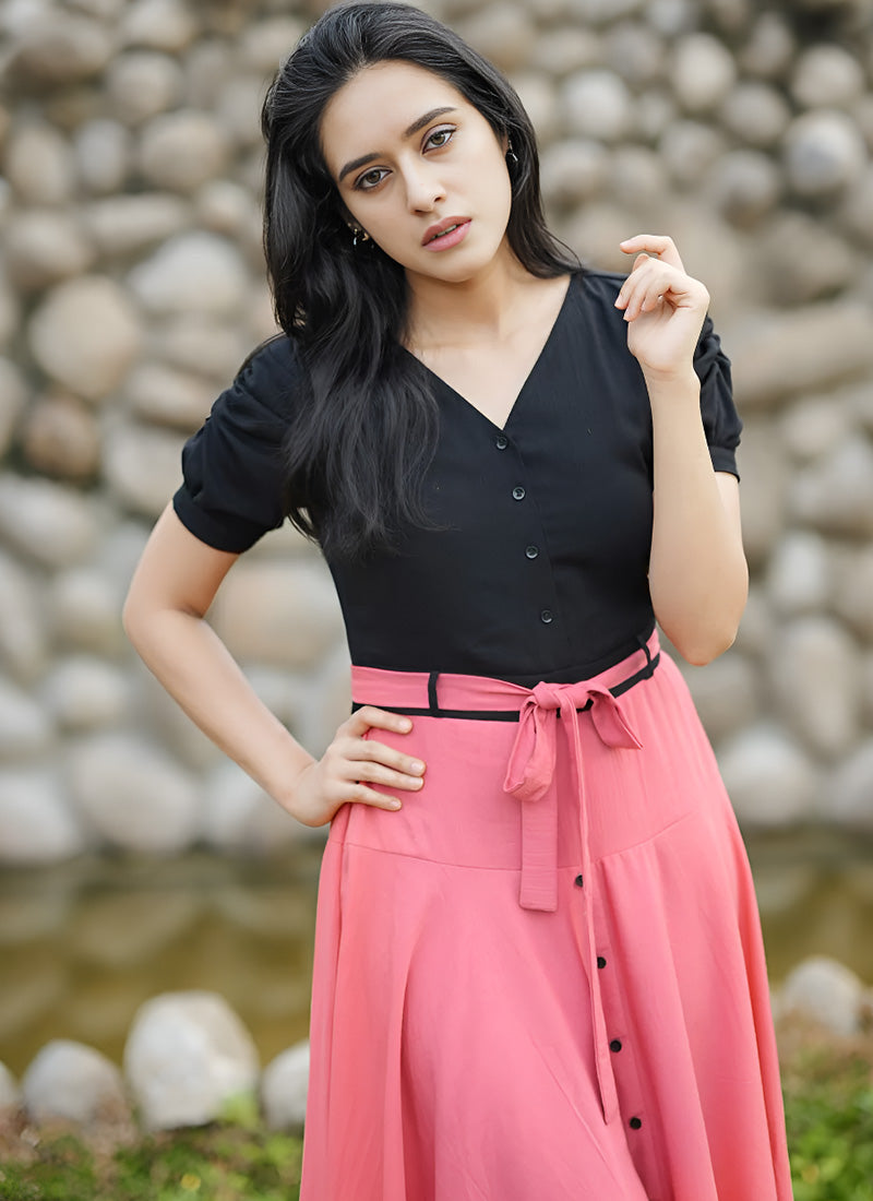 black and pink rayon outwear western dress reviews Buy Black and Red Rayon Printed Western Dress (Small) at Amazon.in