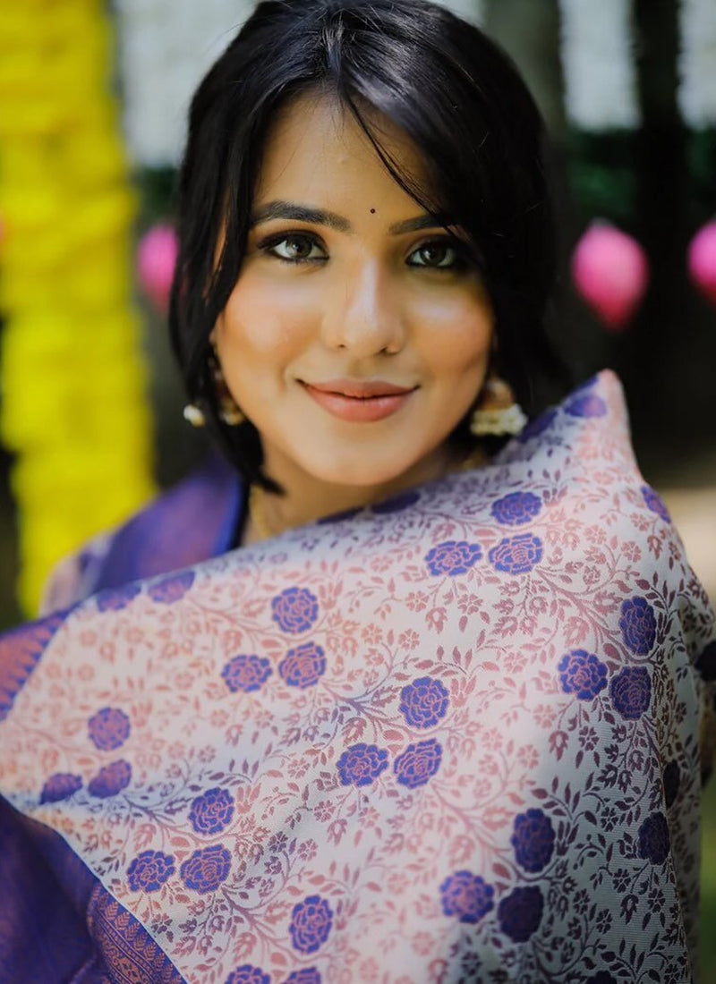 Blue Jacquard Silk Woven Festive Kurta Set