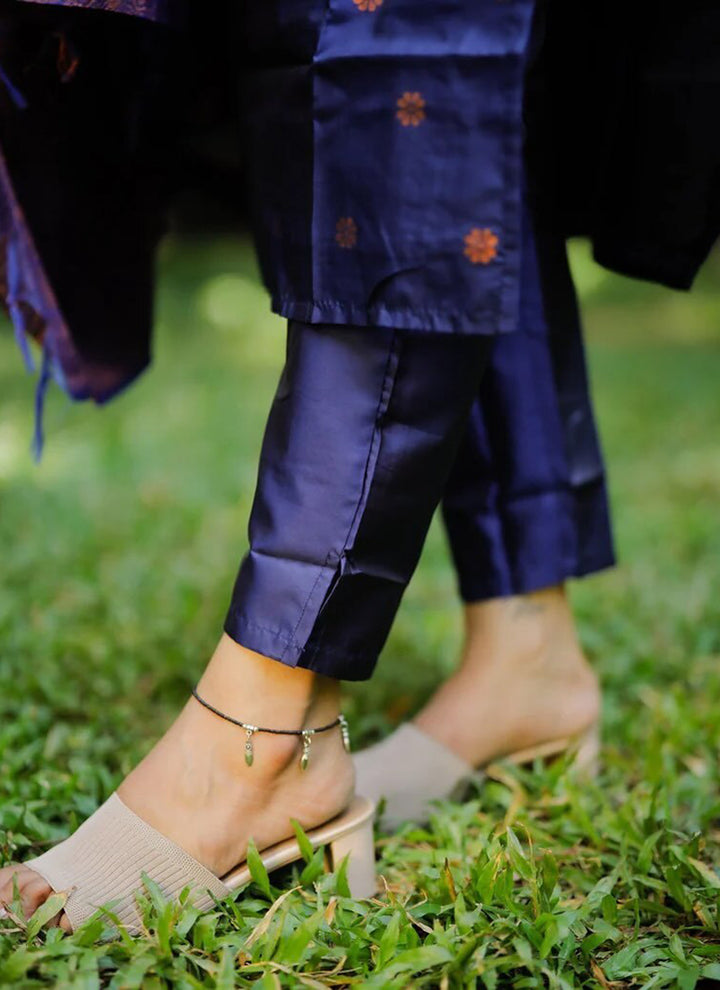 Blue Jacquard Silk Woven Festive Kurta Set