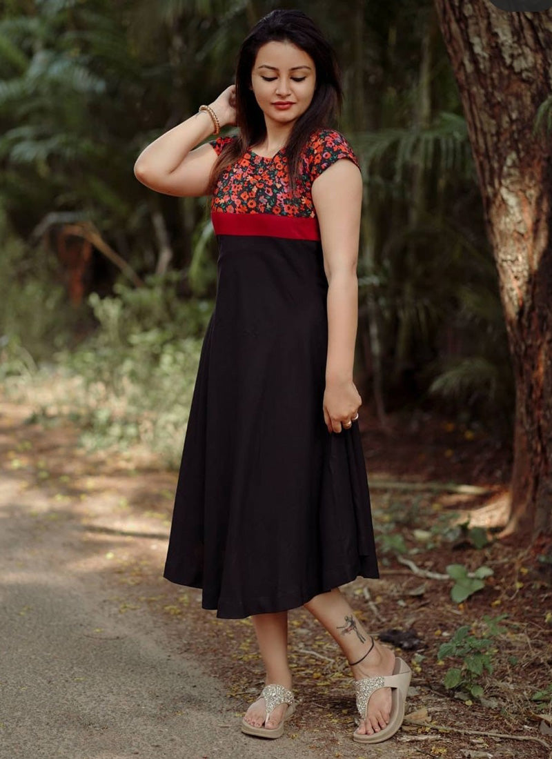 Stylish Black & Red Western Dress