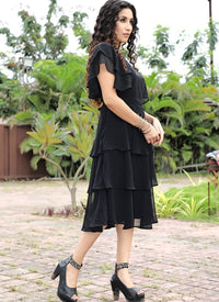 Black Georgette Designer One Piece Dress
