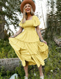 Dull Yellow Designer Rayon One Piece Dress