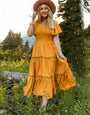 Mustard Designer Rayon Western Dress