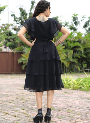 Black Georgette Designer One Piece Dress
