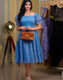 Blue Flower Printed Georgette western Dress