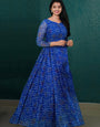 Blue Bandhani Printed Georgette Party Wear Dress