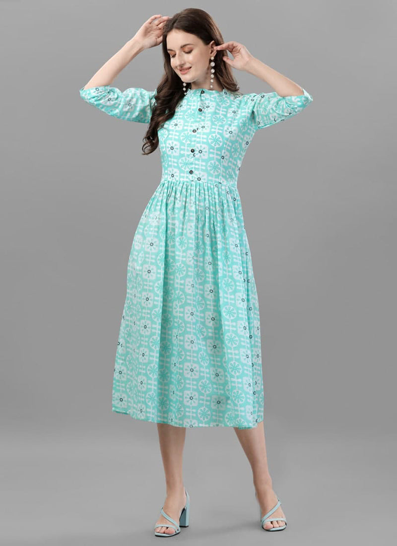 DHRUVI TRENDZ Womens Lycra Women Western Dresses Regular Fit A-Line  (Dupli-D-WD-1003_Sky_M) : Amazon.in: Fashion